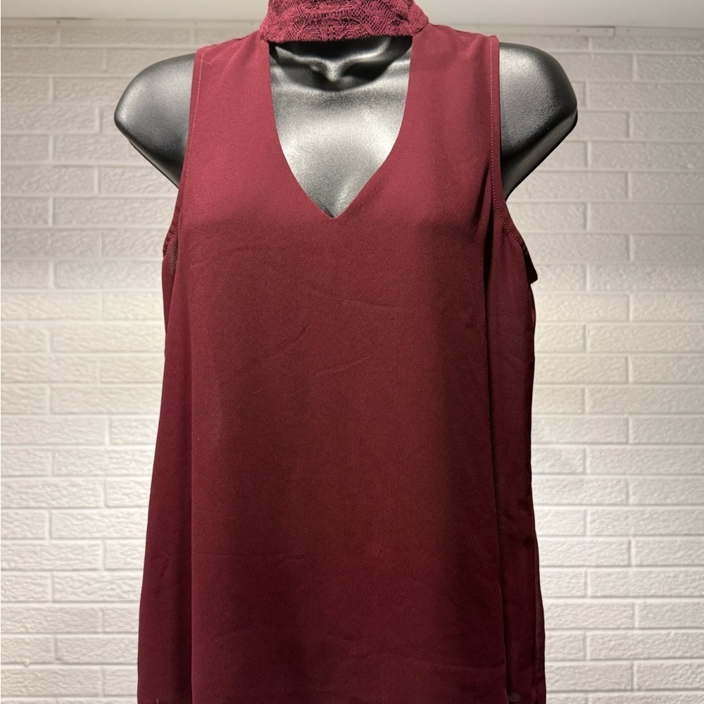 Sequin Hearts Maroon V-Neck Tank Top